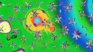 Suluboya çiçekli çiçek deseni. Raster illüstrasyonu. Yeşil ve mavi renkli güzel tekstil..