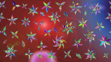 Raster illüstrasyonu. Raster illüstrasyonundaki çiçek desenli çizim. Kahverengi ve kırmızı renklerde. Güzel kumaş deseni.