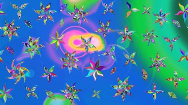 Renkli Bahar Teması eskiz kalıbı. Güzel kumaş deseni. Düz Çiçek Elementleri Tasarımı. Raster illüstrasyonunda çiçek deseni çizimi.