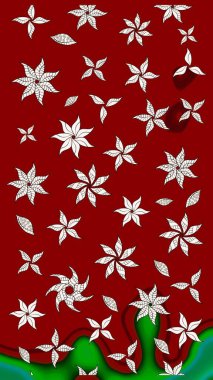 Kırmızı ve nötr renklerde çiçekler. Yumuşak, bahar çiçekli arka plan. Raster çiçek desenli ve çiçekli..