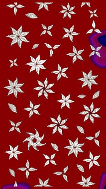 Renkli Bahar Teması eskiz kalıbı. Düz Çiçek Elementleri Tasarımı. Raster illüstrasyonundaki çiçek desenli çizim. Kırmızı ve nötr renkte çiçekler.