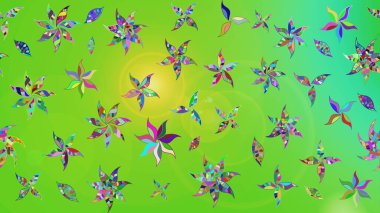 Şirin, zarif çiçekler Raster illüstrasyonu. Poster ya da kapak için arka plan. Yapraklı çizim şekli. Tekstil için figür. Davetiye ve kartpostal tasarımı için dekoratif çiçek unsurları.