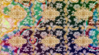 Raster geleneksel bej rengi altın eskiz deseni. Barok tarzında eskiz doğulu süsü..