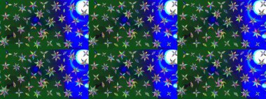 Çiçekler yeşil ve maviye. Eskiz arkaplan modeli. Suluboya, elle çizilmiş. Raster stoku.