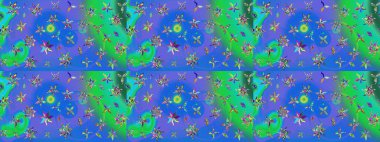 Robot resim. Moda baskıları için zarif bir şablon. Motley illüstrasyonu. Çiçekli bahar çiçekleri. Küçük renkli çiçekler. Küçük çiçekte şirin desenler.