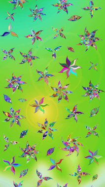 Küçük çiçekteki sevimli çiçek deseni. Raster deseni. Yeşil ve nötr renklerde yaz çiçekleri. Raster illüstrasyonu.