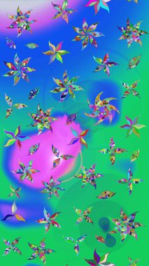 Renkli Bahar Teması eskiz kalıbı. Raster illüstrasyonundaki çiçek desenli çizim. Güzel kumaş deseni. Düz Çiçek Elementleri Tasarımı.