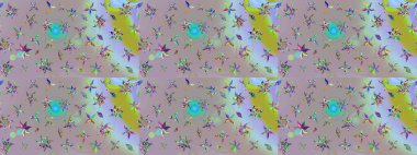 Raster illüstrasyonu. Çizim kalıbı. Çiçek duvar kağıdı. Renkli süs kenarı. Hint süsü. Tarafsız ve gri renklerde.