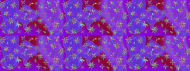 Mor ve mor renkte manzaralı çiçek deseni. Çiçek kompozisyonu, el boyası, hassas şablon. Üst manzara, yumuşak stil. Sevgililer günü ve tebrik kartı konsepti için şık bir davet.