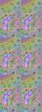 Renkli Bahar Teması eskiz kalıbı. Raster. Düz Çiçek Elementleri Tasarımı.