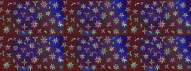 Düz Çiçek Elementleri Tasarımı. Renkli Yaz Temalı eskiz kalıbı. Modaya uygun kumaş deseni. Sevimli çiçek raster deseni.