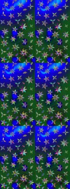 Mavi ve yeşil çiçekli eskiz deseni, suluboya çiçek deseni, sevimli çiçek, duvar kağıdı, kart veya kumaş için fayanslı. Raster - stok.