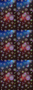 Çiçekli karalama şeklinde Raster çiçek deseni. Nazik, sevimli çiçek arkaplanı. Kahverengi ve mavi renkte çiçekler.