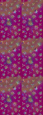 Nakış desenli çiçek deseni. Renkli grunge soyut arkaplanı sütunlu ve kahverengi çiçeklerle süslüyor. İzler, kumaş, duvar kağıtları, tekstil için raster dokusu.