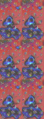 Şirin çiçek elementleri. Pembe ve mavi renkte çiçekler. Raster illüstrasyonu. Çizim.