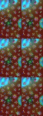 Küçük çiçekteki sevimli çiçek deseni. Kahverengi ve kırmızı renkte çiçekler. Raster illüstrasyonu.