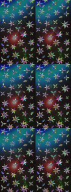 Soyut çiçek çizim kalıbı arka planı. Raster deseni. Raster illüstrasyonu. Gri ve mavi renklerde. Küçük çiçekte sevimli çiçek deseni var..