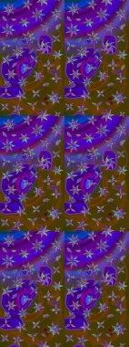 Soyut etnik raster çizim kalıbı. Kabile sanatı boho baskısı, klasik çiçek arkaplanı. Arkaplan dokusu, duvar kağıdı, mor ve kahverengi renkli çiçek teması.