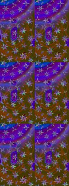 Sevimli çiçek raster deseni. Kahverengi ve mor renkli çiçekler. Renkli Bahar Teması eskiz kalıbı. Düz Çiçek Elementleri Tasarımı.