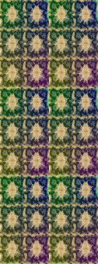 Barok tarzında altın çiçek süsü. Antika altın tekrarlanabilir duvar kağıdı. Yeşil renklerdeki altın element. Damask çizim şablonu yineleniyor.