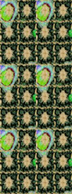 Yeşil renkler ve altın elementler üzerine çizim. Geleneksel oryantasyon süsü. Raster illüstrasyonu. Klasik Raster altın desenini çiz. Klasik vintage arkaplan.