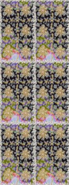 Kusursuz desenli oryantal süs. İslam tasarımı. Çiçek kiremitleri. Raster altın tekstil baskısı. Altın elementlerle gri renklerde altın desen.