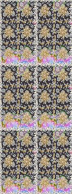 Gri renkli ve altın elementli altın desenli. Süslü raster dekorasyonu. Barok tarzında duvar kağıdı tasarımı için kusursuz damaske deseni arkaplanı.