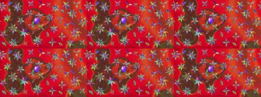 Zarif, parlak ve eskiz kırmızı ve kahverengi desenli. Sabıka baskıları, bebek kıyafetleri, duvar kâğıtları, paket kutuları vb..