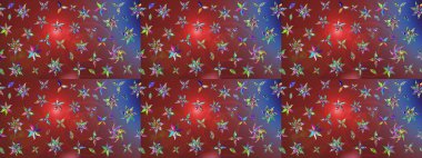 Patlayan çiçekler soyut olarak yerleştirilmiş. Raster deseni. Kahverengi ve kırmızı renklerde bahar çiçekleri. Raster illüstrasyonu.