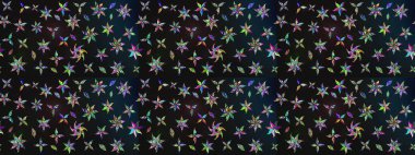 Sevimli çiçek raster deseni. Gri ve mavi renkte çiçekler. Renkli Yaz Temalı eskiz kalıbı. Düz Çiçek Elementleri Tasarımı.