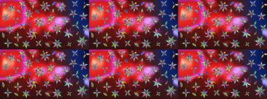 Güzel çiçek deseni. Kırmızı ve kahverengi renkte çiçekler. Renkli Bahar Teması eskiz kalıbı. Düz Çiçek Elementleri Tasarımı.