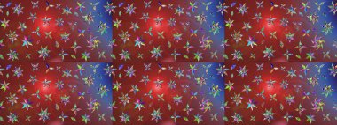 Patlayan çiçekler soyut olarak yerleştirilmiş. Raster deseni. Kahverengi ve kırmızı renklerde bahar çiçekleri. Raster illüstrasyonu.