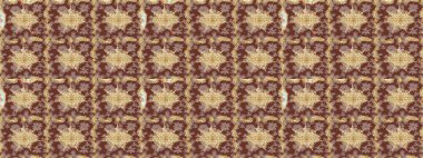 Damask çizimi tekrarlanıyor. Barok tarzında altın çiçekli süs. Doku arka planında altın duvar kâğıdı. Kahverengi renklerde altın element.