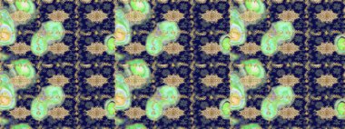 Raster eskiz deseni, altın antika ortaçağ dekoratifi, yapraklar ve mavi renklerde altın desenli süslemeler. Kraliyet lüksü, altın barok kumaş rengi..