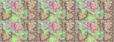 Eskiz desenli oryantal süs. Raster altın tekstil baskısı. Altın elementlerle nötr renklerde altın desen. Çiçek kiremitleri. İslam tasarımı.