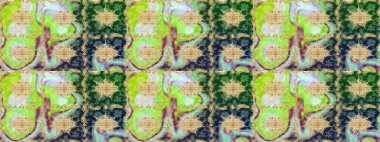 Çiçek süsü kumaş deseni, cam, çiçek desenli metal altın elementli yeşil renkler. Klasik Raster altın eskiz modeli..