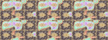 Barok tarzında eskiz oryantal süsü. Kahverengi renklerde altın elementler. Geleneksel klasik Raster altın çizim kalıbı.