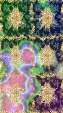 Soyut bir arkaplan çiz. Raster illüstrasyonu. Oriental raster klasik nötr ve altın desenli.