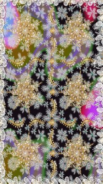 Kusursuz soyut bir arkaplan. Oriental raster klasik gri ve altın desenli. Raster illüstrasyonu.