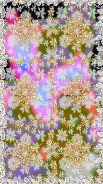 Barok tarzında kusursuz bir doğulu süsü. Raster geleneksel altın pürüzsüz desen nötr renkler üzerinde.