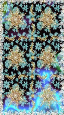 Tarafsız renklerde altın. Doğum günü kartı, davetiye ya da afiş için iyidir. Dekoratif simetri arabesk. Kusursuz ortaçağ çiçek deseni. Raster illüstrasyonu.