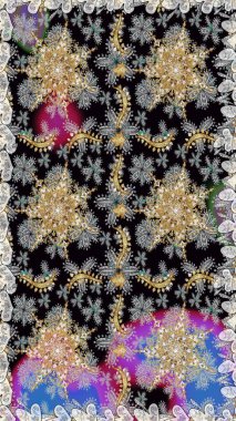 Gri renkli ve altın elementli altın desenli. Geleneksel oryantasyon süsü. Kusursuz klasik raster altın desenli. Klasik vintage arkaplan.