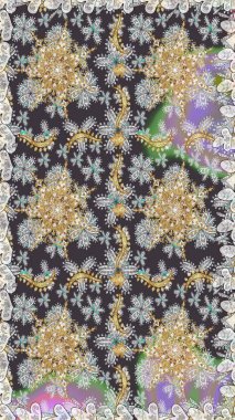 Barok tarzında kusursuz bir doğulu süsü. Raster geleneksel altın pürüzsüz desen gri renklerde.