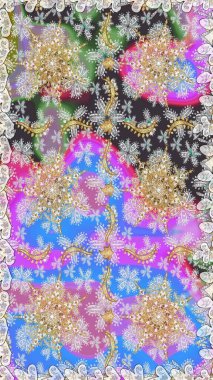 Çiçek süsü kumaş deseni, cam, çiçek desenli altın elementli, nötr renklerde metal. Klasik raster altın pürüzsüz desen.