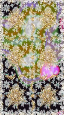 Barok tarzında kusursuz bir doğulu süsü. Geleneksel klasik raster altın pürüzsüz desen. Gri renklerdeki altın elementler.