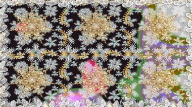 Kusursuz raster arka plan. Duvar kâğıdı barok, İspanyol kumaşı. Kusursuz çiçek deseni. Gri renklerde grafiksel, modern, pürüzsüz desen.