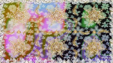 Çiçek desenli altın metal. Raster altın çiçek süsü brokar kumaş ve cam desenli. Kusursuz altın desen. Altın elementli nötr renkler.