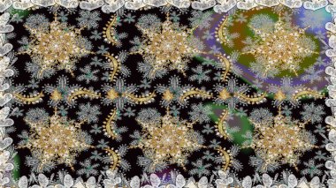 Kış kar dokusu duvar kağıdı. Gri renkli altın kar taneleri. Sembol bayramı, yeni yıl kutlamaları, altın desenler. Noel Altın Kar Tanesi.