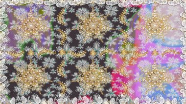 Paisleys zarif çiçek desenli dikdörtgen arka plan duvar kâğıdı illüstrasyonlu klasik stil, modern 3D çizgili sanat altın ve gri desenli çiçek yaprakları ve süslemeleri..