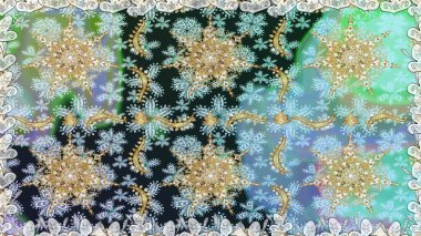 Tarafsız renklerde altın element. Klasik barok çiçekli, nötr yerine altın desenli. Süslü raster dekorasyonu. Lüks, kraliyet ve Viktorya dönemi konsepti.